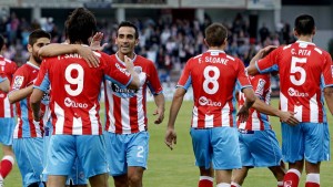Celebración del gol del CD Lugo